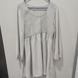 Elegant Cream Women's Long Sleeve Dress